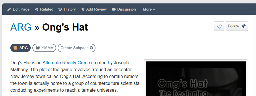 Ong's Hat on TVTropes